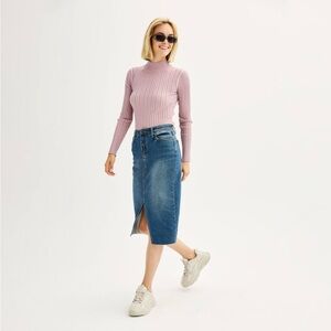 SO High Rise Midi Blue Pencil Skirt